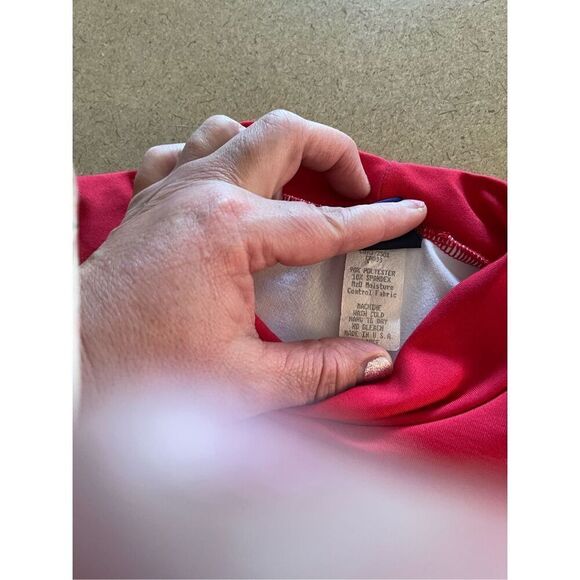 Mizuno Mens Red & White Colorblock Mock Neck Raglan Sleeves Sweatshirt Size XL - Picture 6 of 12